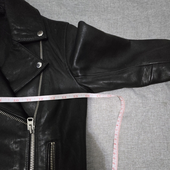 Topshop Real Leather Moto Biker Jacket Size 2 - Picture 9 of 16